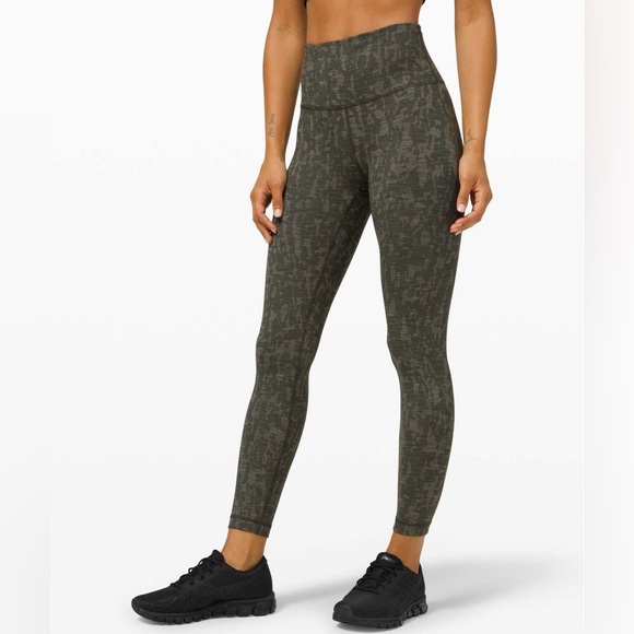 Lululemon High Rise Leggings 25" in Heathered PU Bronze Green Dark Olive Size 4 - Picture 1 of 8